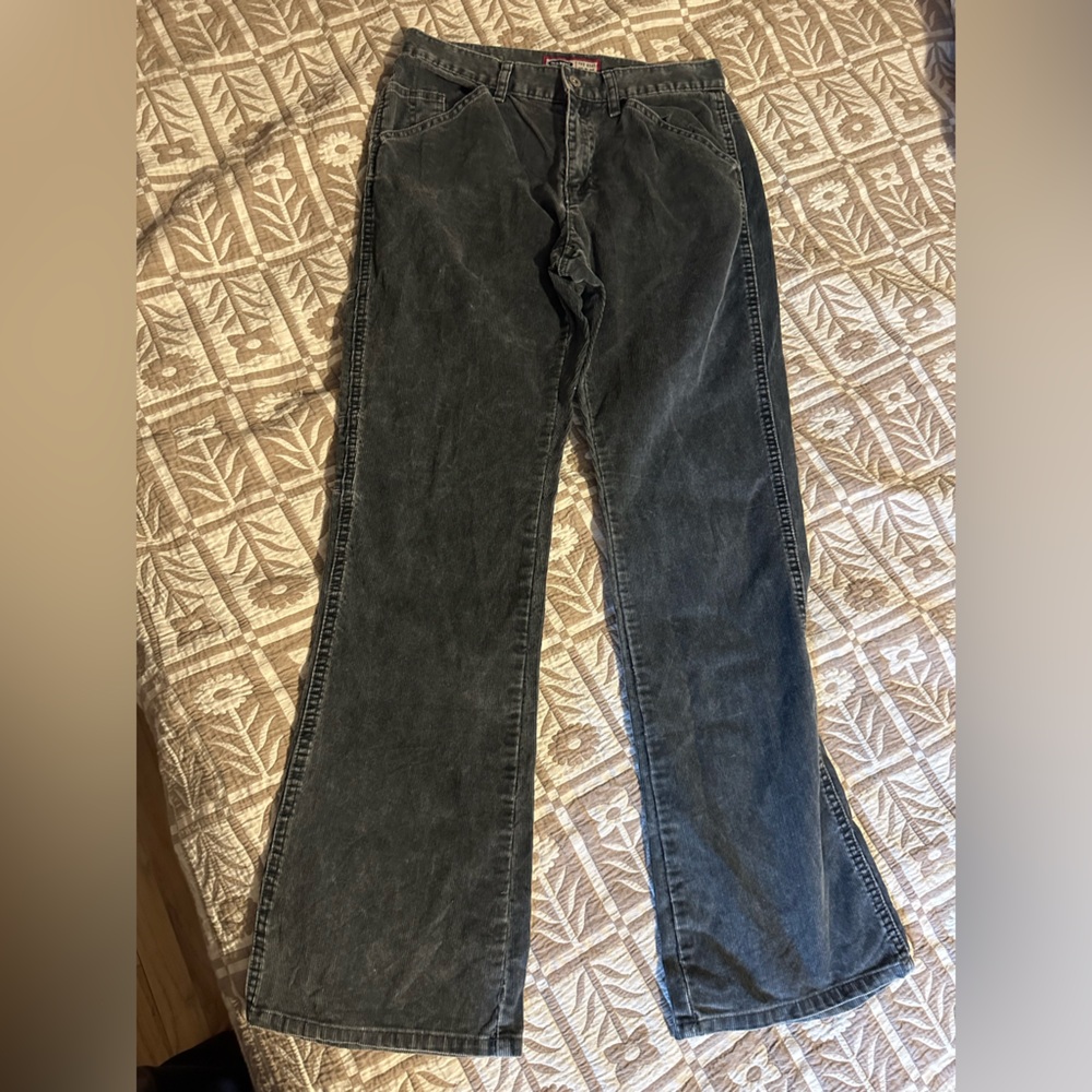 Vintage y2k black grey corduroy flare / bootcut pants - Picture 3 of 9